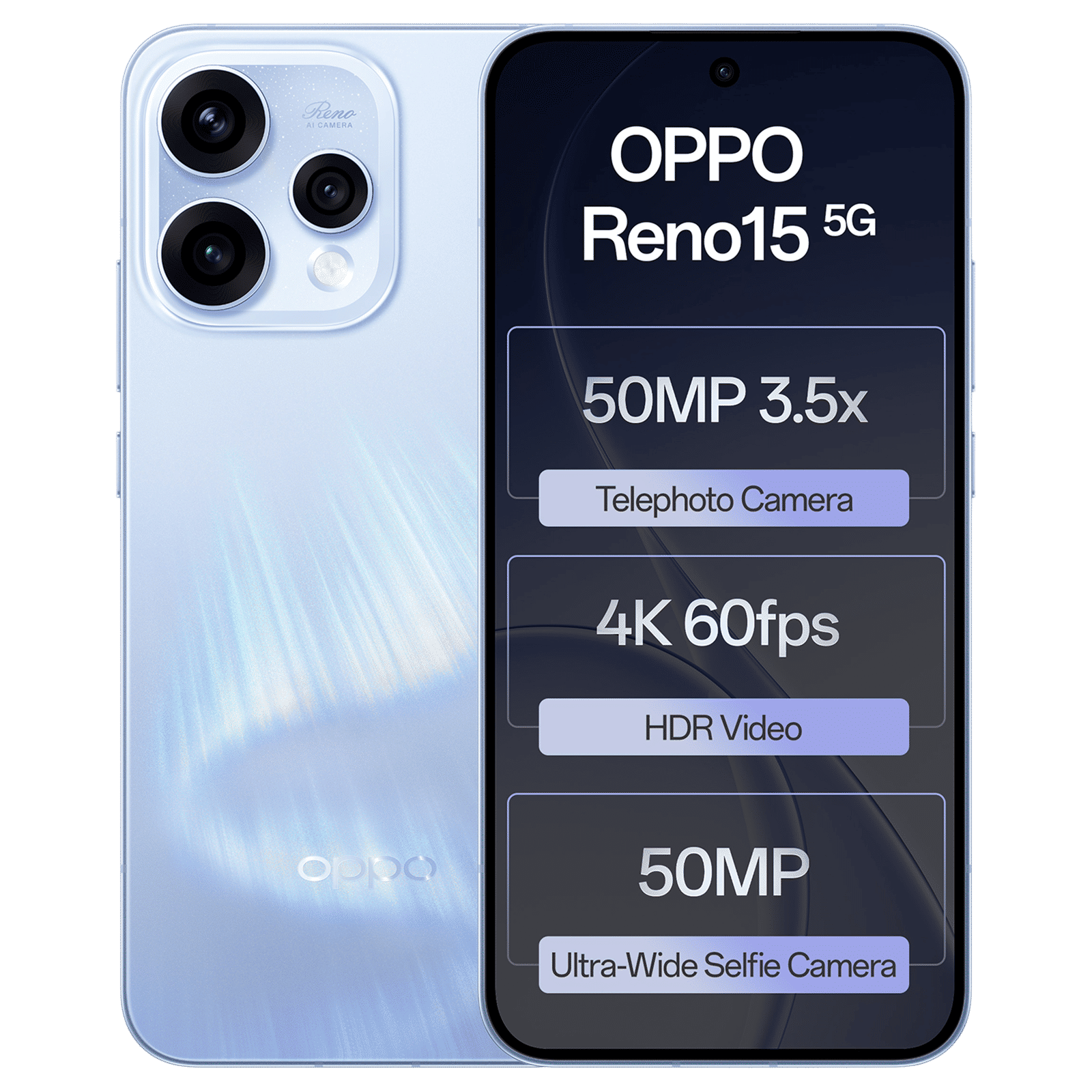 Buy oppo Reno15 5G (12GB RAM, 512GB, Aurora Blue) Online - Croma